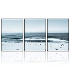 signwin 3 Piece Framed Canvas Wall Art Blue...