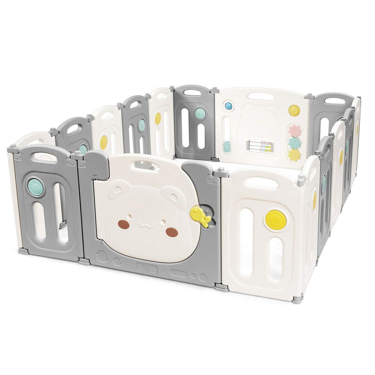 HONEY JOY Baby Playpen, 16Panel Foldable Playard Activity