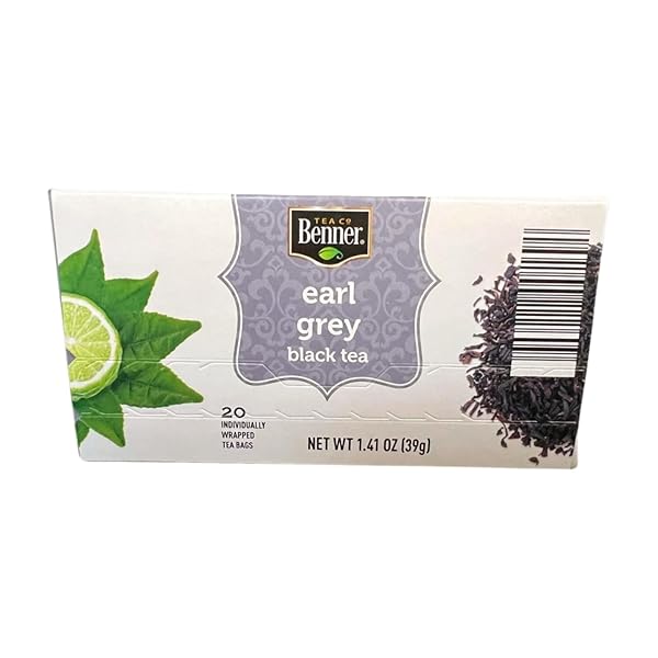 EARL GREY BLACK TEA BAGS BY BENNER, 20 COUNT, 1.41 OZ, INDIVIDUALLY WRAPPED