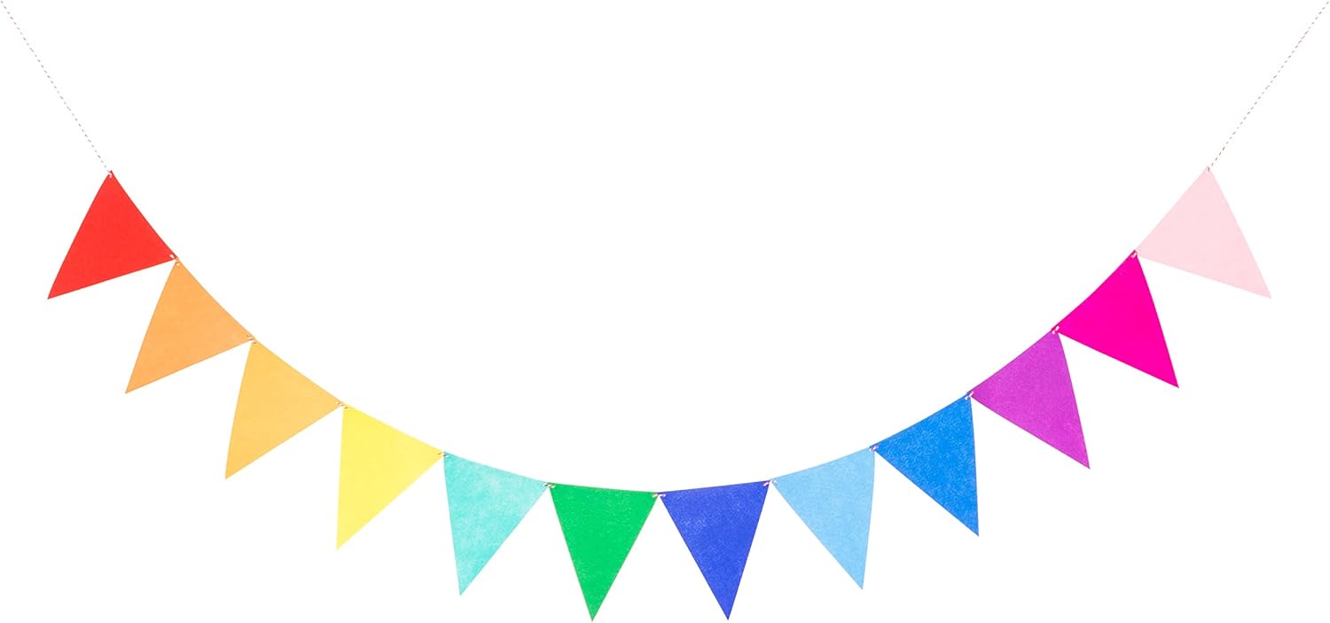 LOVENJOY Felt Rainbow Bunting Fabric Assembled Reusable Multi-colour Banner for Happy Birthday Party Decorations