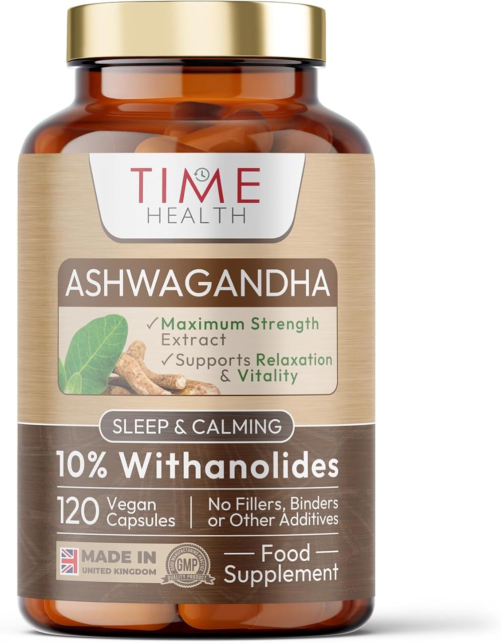 Time Health Ashwagandha 10% Withanolides 120 Capsules UK GMP