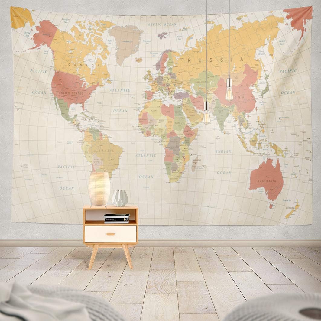 Amazon Com Alricc River Tapestry Alricctapestry Wall Tapestry Vintage World Map Asia Retro Europe Color Earth Wall Hanging Tapeatry For Livingroom Bedroom Decor 80x60 Home Kitchen