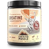 Earth Fed Muscle Creatine Monohydrate Powder, 300g, Unflavored | 60 Servings, German Creapure Creatine, For Strength, Power &amp; Muscle Growth, Mixes Clean, No Fillers