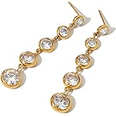 TONLUYAX Gold Silver Rhinestone Earrings Long Sparkly Tassel Earrings for Women