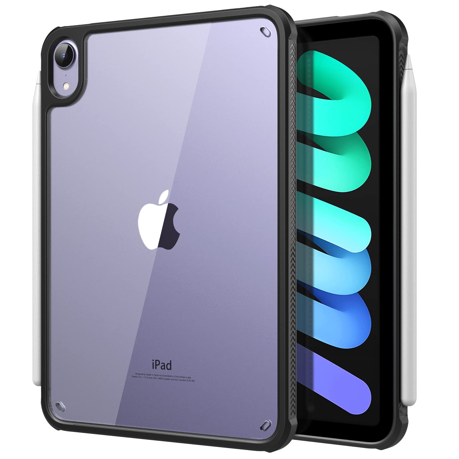 TiMOVO Case for iPad Mini 7 2024 (A17 Pro) / iPad Mini 6 2021, iPad Mini 7th/6th Generation Case 8.3 inch, Ultra Slim Clear Shock Absorbant Flexible TPU Edge Cover, Support Apple Pencil Pro - Black