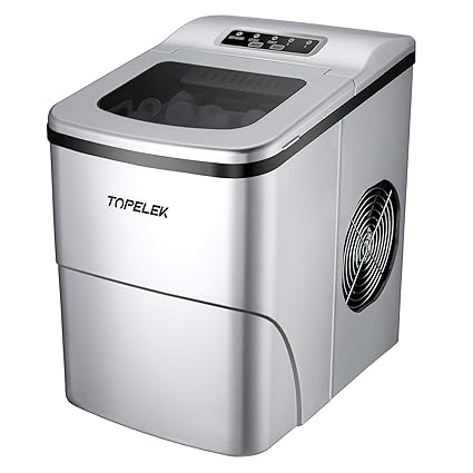 Eiswürfelmaschine TOPELEK /12kg Eiswürfel (26 lbs) /6-8 Minuten Produktionszeit/leise /2L /150 W /2 Eiswürfel-Größen/Edelstah