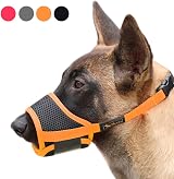 HEELE Dog Muzzle Nylon Mesh Breathable Adjustable Straps Black Orange M