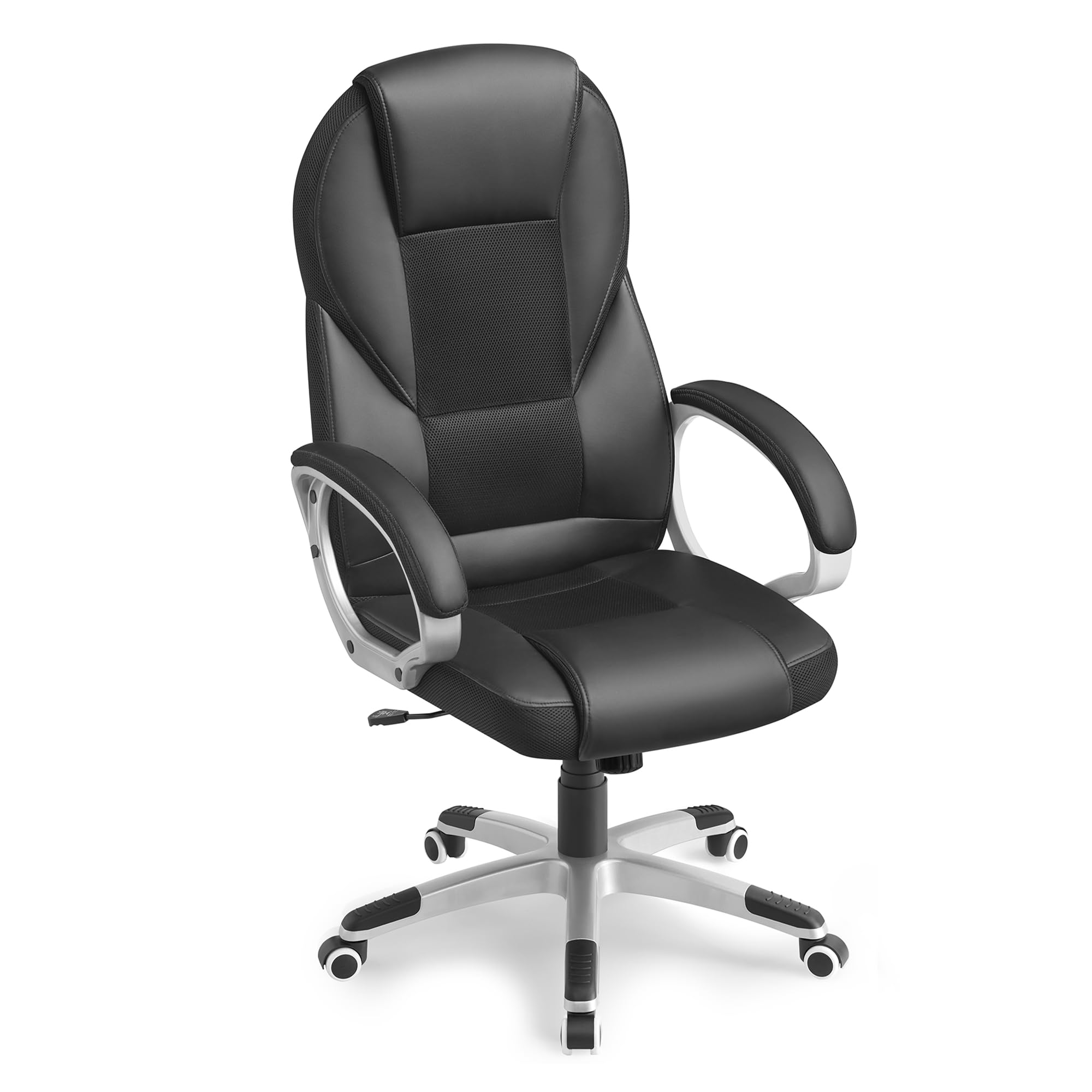 SONGMICS Executive Office Chair with High Back, Durable and Stable, Height Adjustable, Ergonomic, Black, OBG22BUK, 73 x 70 x (112-122) cm, 777OBG22BUK