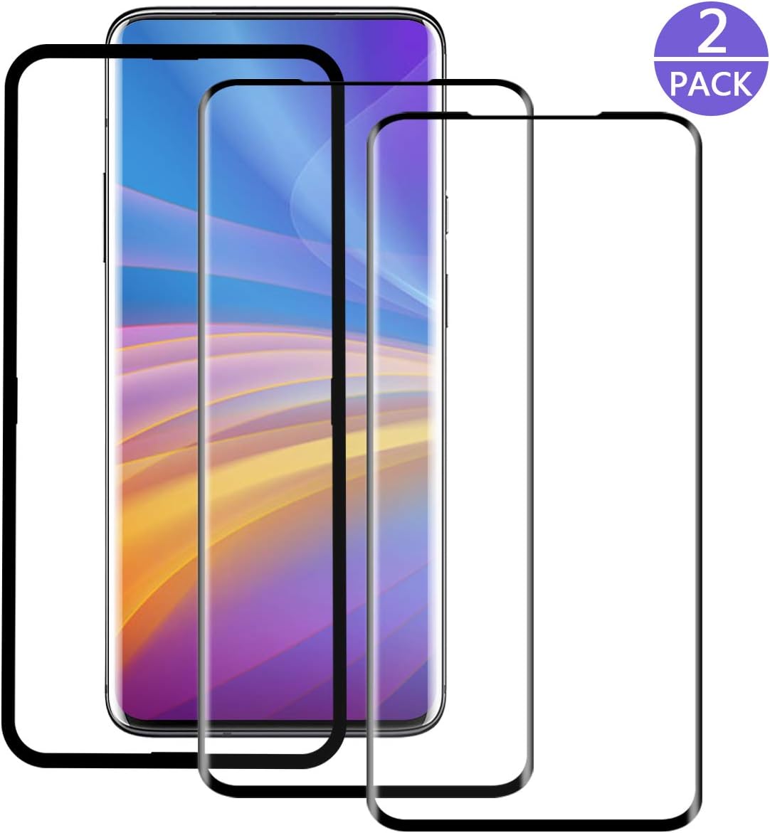 CQSZ OnePlus 7T Pro Screen Protector [2 Pack], [Alignment Frame] Full Cover 3D Curved Tempered Glass Screen 9H Hardness Bumper Protective Screen Protector for OnePlus 7T Pro
