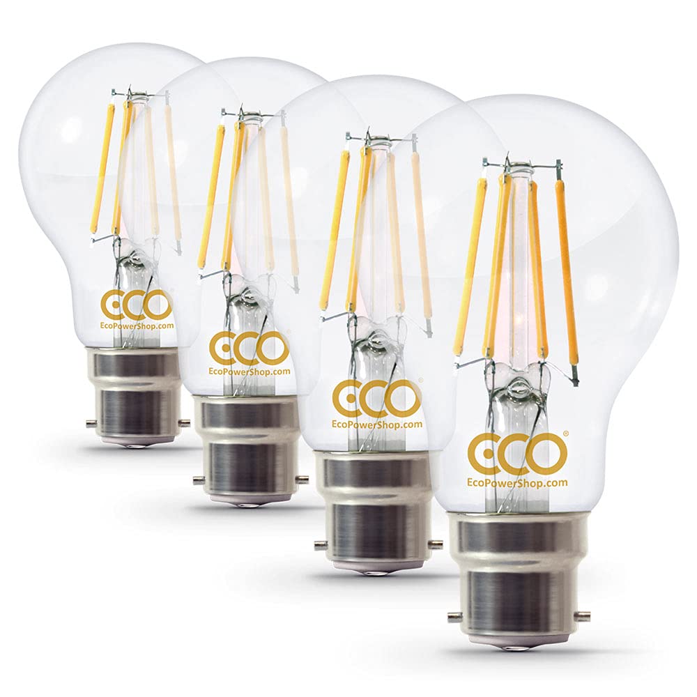 ECO Luxurious 40W Energy Saving LED Light Bulb, Low Energy 4W LED Filaments, Warm White, Clear Glass, B22 Bayonet, Perfect for Kitchen and Home, Long-Lasting 25000Hrs Lifetime
