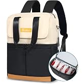 Scothen Backpack Cooler with Double Decker, 36 Cans Insulated Cooler Bag | 25L, Waterproof &amp; Leak Proof, Lightweight &amp; Soft, 12 Ice Packs, 8H Cold for Women Travel Camping Work Beach Outdoor
