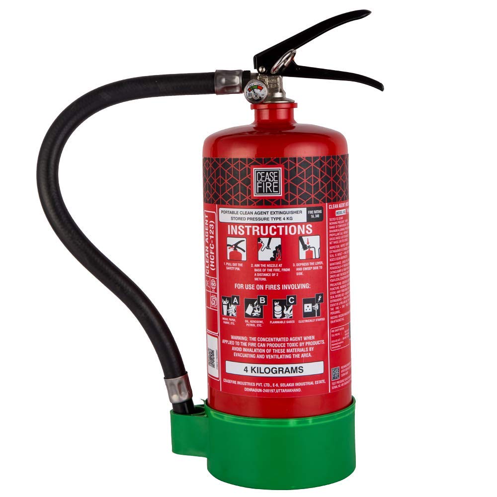 Ceasefire Clean Agent Gas Based Fire Extinguisher (HCFC 123) 4 kg