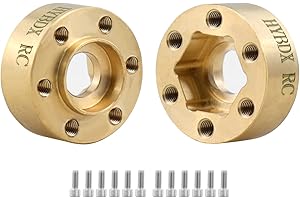 HYBDX Rc Brass Weights Wheel Hex Hub Widen Adapter for 1/10 RC Crawler 1.9 2.2Inch Wheels Rim Axial SCX10 TRX4 Counterweight(Golden, 9mm*2)
