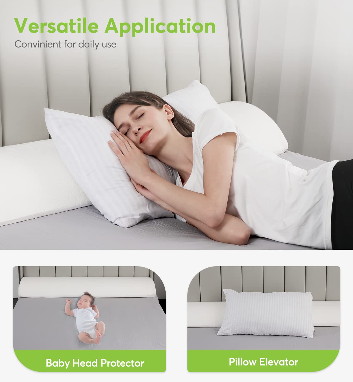 OasisSpace Bed Wedge Pillow for Headboard Gap, Queen Size (60