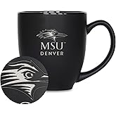Rico Industries NCAA (M Schools) Standard 15oz Laser Engraved Matte Black Ceramic Bistro Mug - For Hot or Cold Drinks