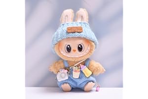 PONENEO Clothes for 17cm Dolls Lobuboo Clothes Accessories(No Doll), Cute Jumpsuit&hat Outfit Suitable for 6.69inch (17cm) Doll Soft Cotton Clothing Replacement