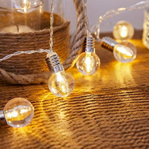 Foccoe Globe String Lights with Clear Bulbs,Battery Operated 1.3m 10LED Glass all,Energy Saving Decorative Lights for Roome Bistro Patio Porch Garden Party Market …
