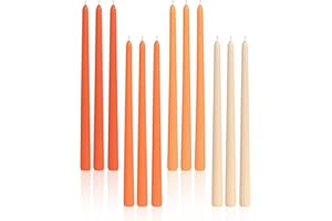 Viyffo 12 Inch Orange Taper Candles Set of 12 Unscented Smokeless Long Tall Tapered Candle for Candlesticks Sticks Wedding Advent Home Decor Dinner Christmas