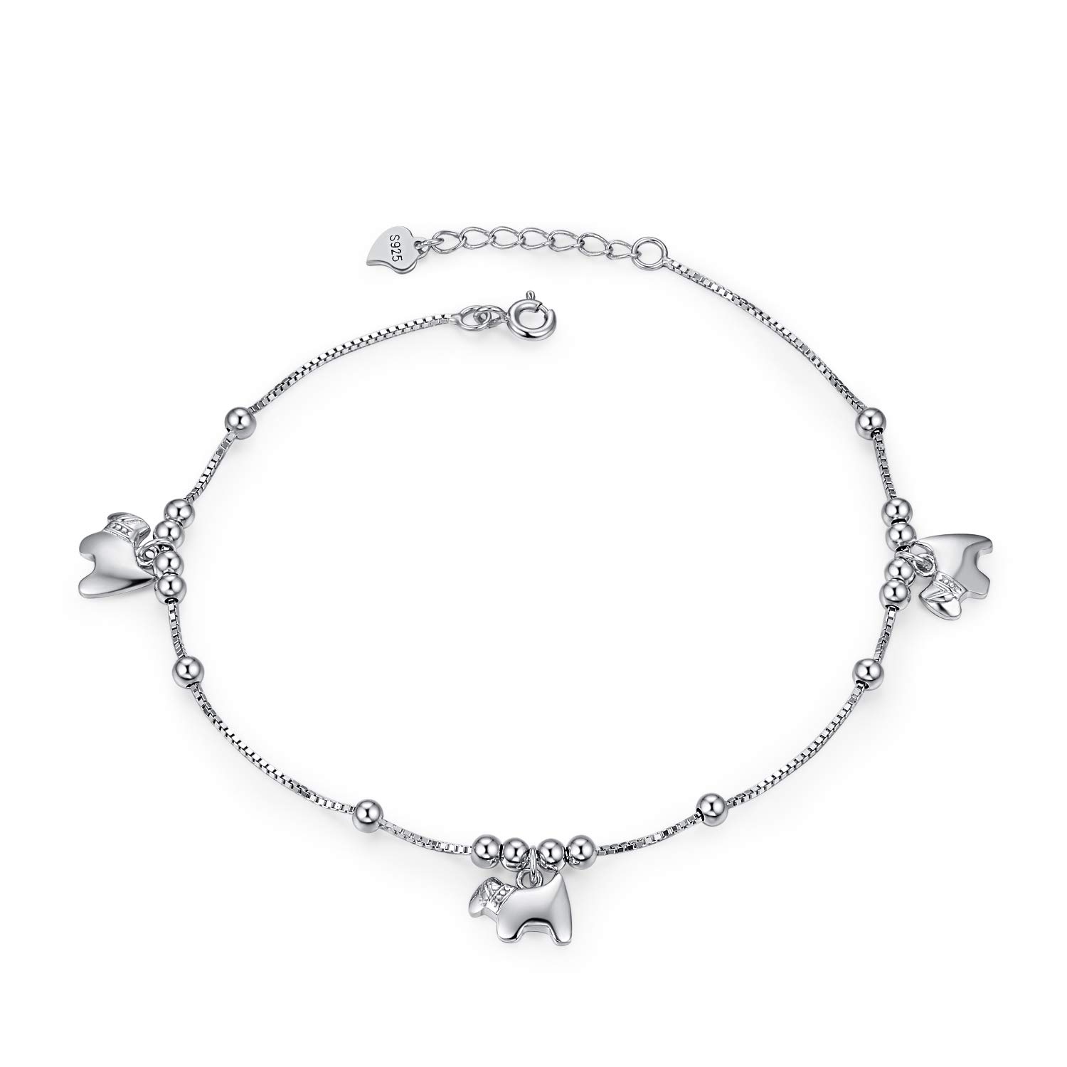 Abiguelle Damen Schmuck, Anhänger Fußkette längenverstellbar Damen-Fußkettchen, 925er Sterlingsilber, Schmuck mit Etui, Weiß