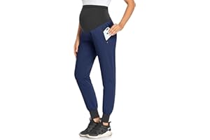 AMPOSH Women's Maternity Quick-Dry Pants Workout Scrub Joggers Pregnancy Sweatpants