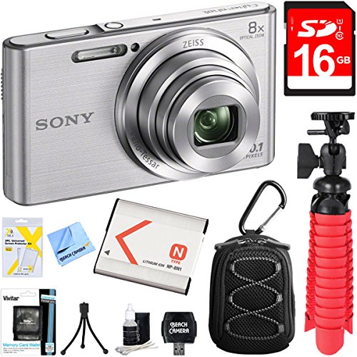 Sony DSCW830 Cybershot 20.1MP Digital Camera (Silver) + 16GB Memory