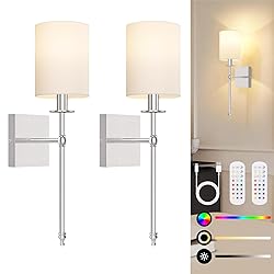 19.9 Inch Battery Operated Wall Sconces Set of 2