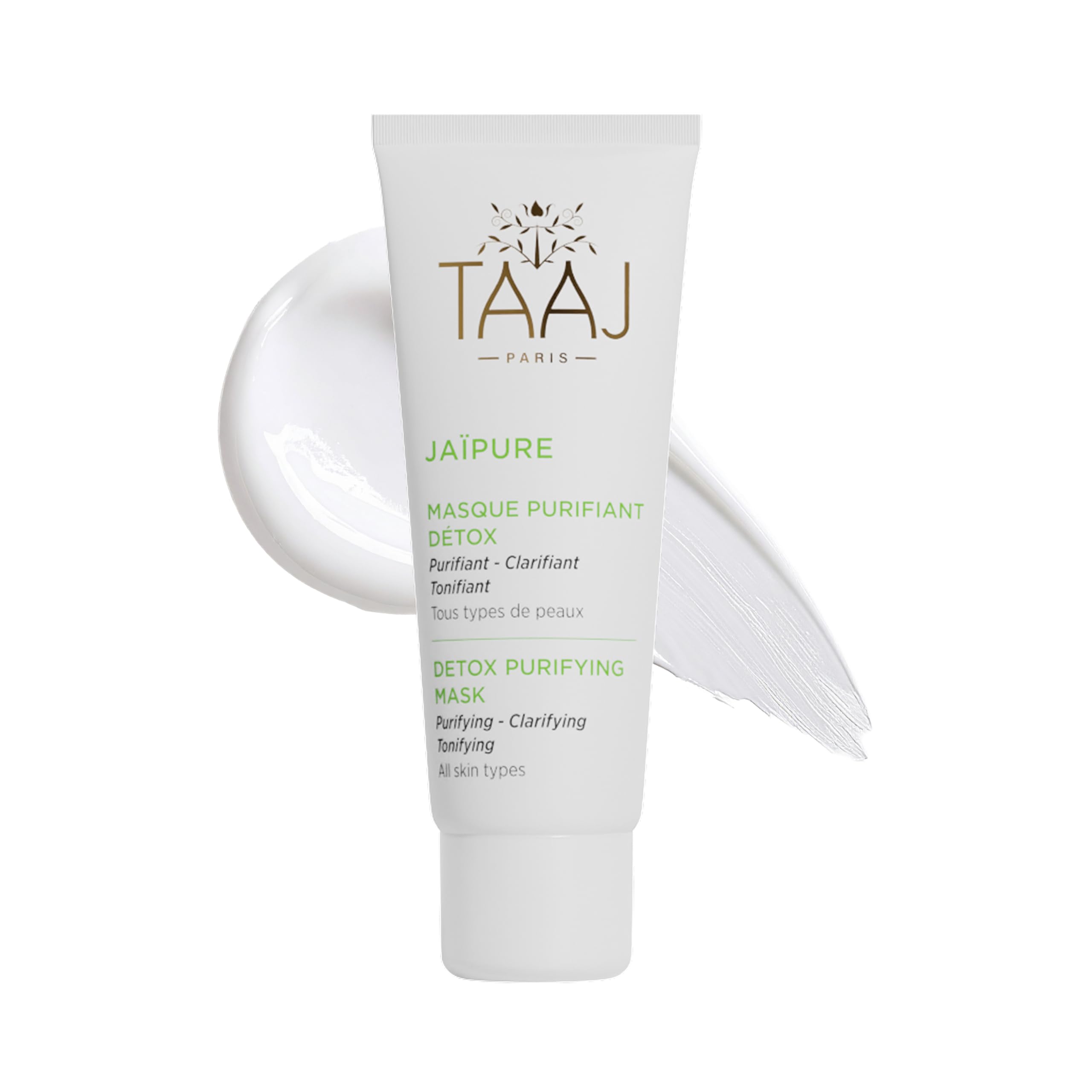 TAAJ | Purifying Detox Mask - JAÏPURE | Purifies, Clarifies and Tonifies | Antioxidant and Purifying Actives | Regenerates tissue | Firms pores | Fresh, radiant complexion | Vegan | 75 ml