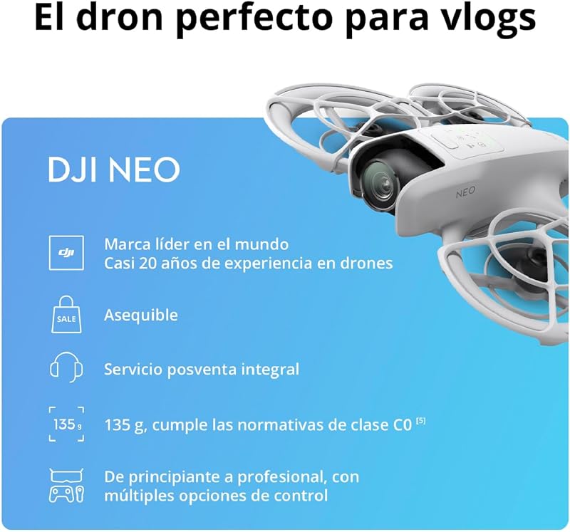 DJI Neo, mini drone com câmera 4K UHD para adultos, drone de 135g que voa seguindo você, decola da mão, rastreamento de alvo, QuickShots, vídeo estabilizado (sem controle remoto)