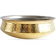 Indian Art Villa Brass Hammered Lagan Handi Chaffing Dish Pan With Tin Lining, Cookware & Serveware, Capacity -8 Liter, Hyderabadi Dum Biryani Rice and Veg/Nonveg