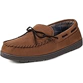 ULTRAIDEAS Men's Luke Moccasin Slippers Memory Foam Cozy House Slippers, Warm Comfy Slippers for Men, Indoor Outdoor Loafer Anti-Slip Home Shoes