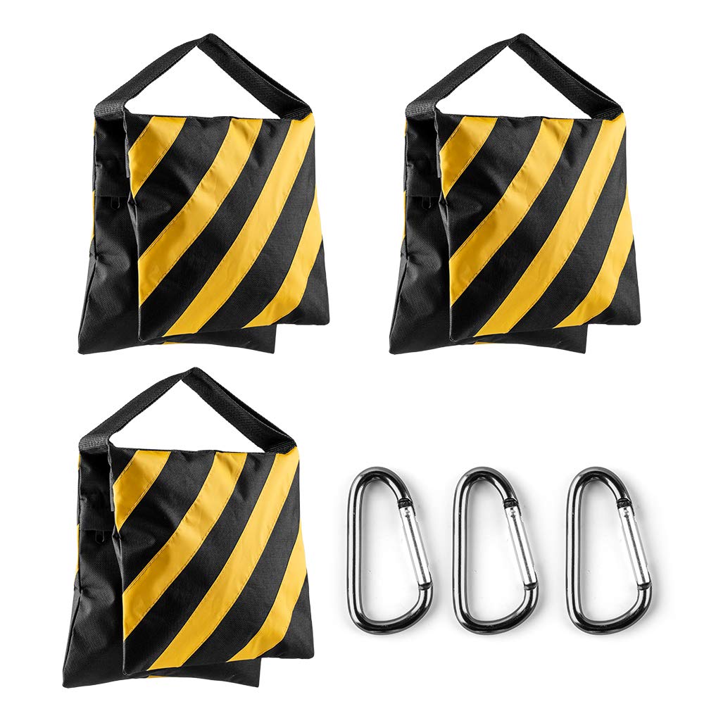 Fotover Sand Bag Photography Studio Video Heavy Duty Sandbag Saddlebag for Photo Studio Light Stand Boom Arm Camera Tripod with Carabiner,3 Pack (Yellow)