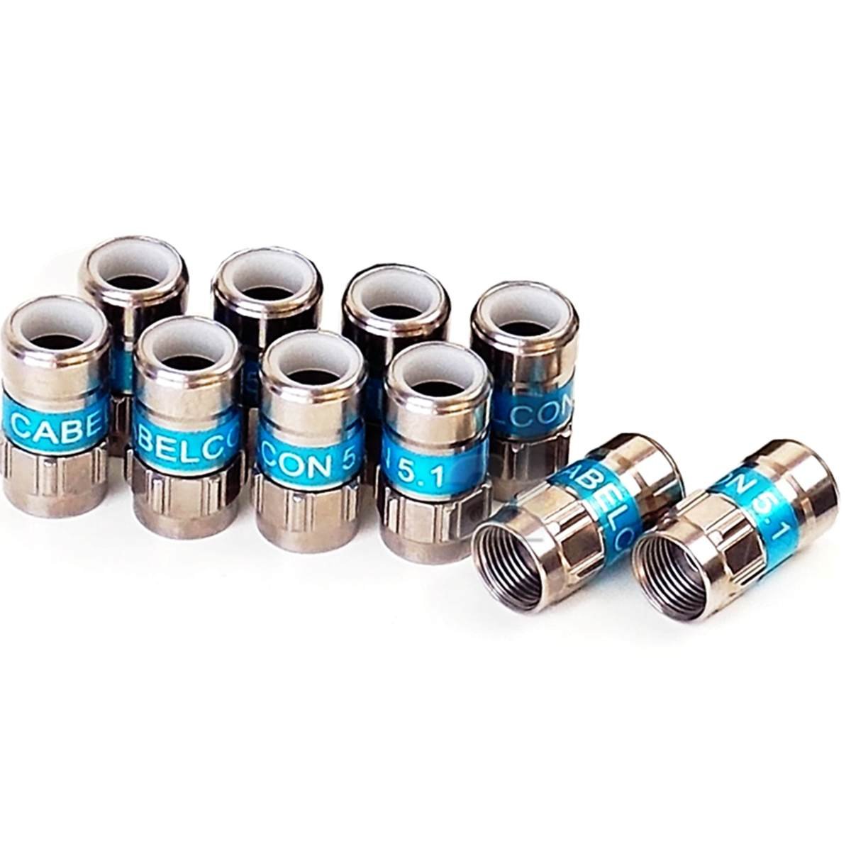 Cabelcon F-56 5.1 Self Install F-Compression Connector Blue RG6/7 mm Nitin