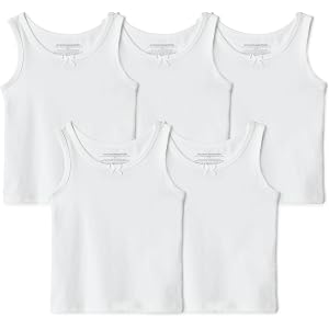 Amazon Essentials Girls' Cotton Jersey Tank Top Undershirt, Pack of 5