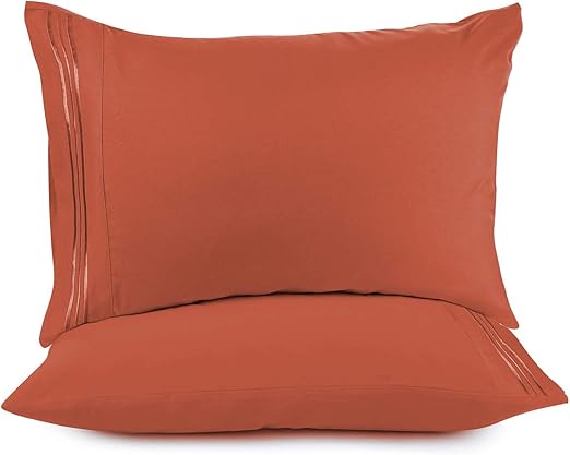 Amazon Com Queen Size Rust 2pc Pillow Cases 1200 Series
