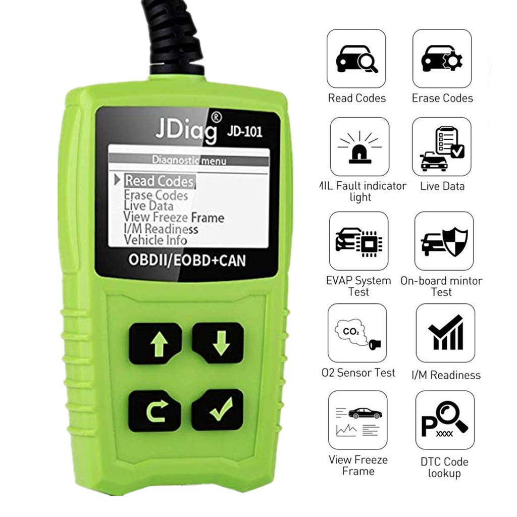 OBDKCAN JD101 OBD2 Code Reader Auto Car Scanner Battery Tester Car Engine Diagnostic Tool Check Engine light Erase Fault Codes Suitable for EOBD Vehicles