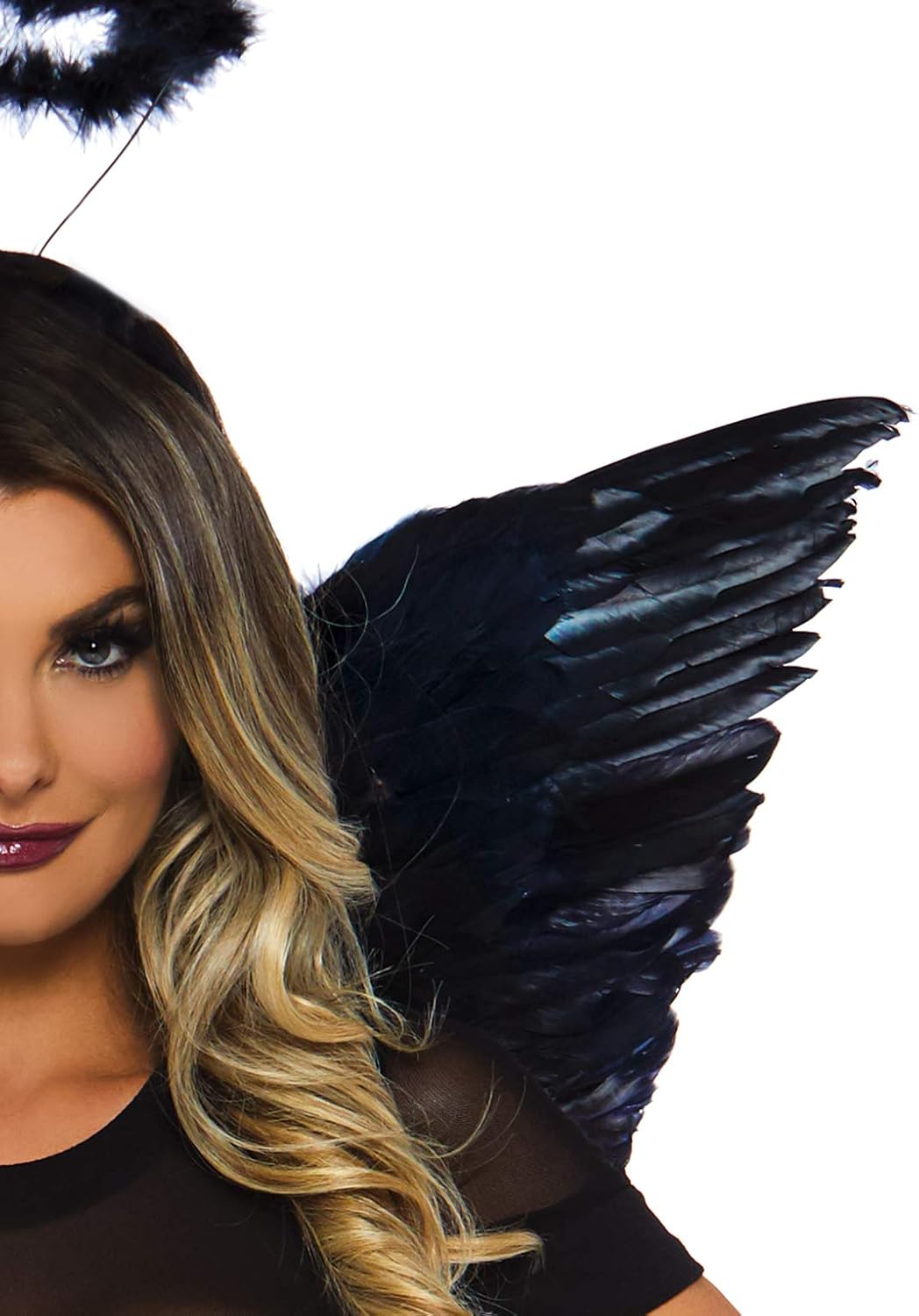 Leg Avenue Women's 2pc. Angel Accessory kit, Includes Wings and Halo, Black, One Size: Leg Avenue: Clothing