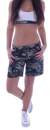 Style-Station Damen Cargohose Bermudas Capri Shorts Cargo Hose S 36 M 38 L 40 XL 42 XXL 44