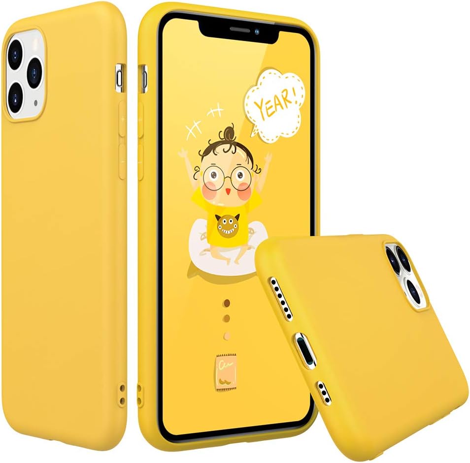 Peakally iPhone 11 Pro Case, Black TPU Cover Phone Case Matte Finish Slim Profile Phone Protectors for iPhone 11 Pro-Yellow