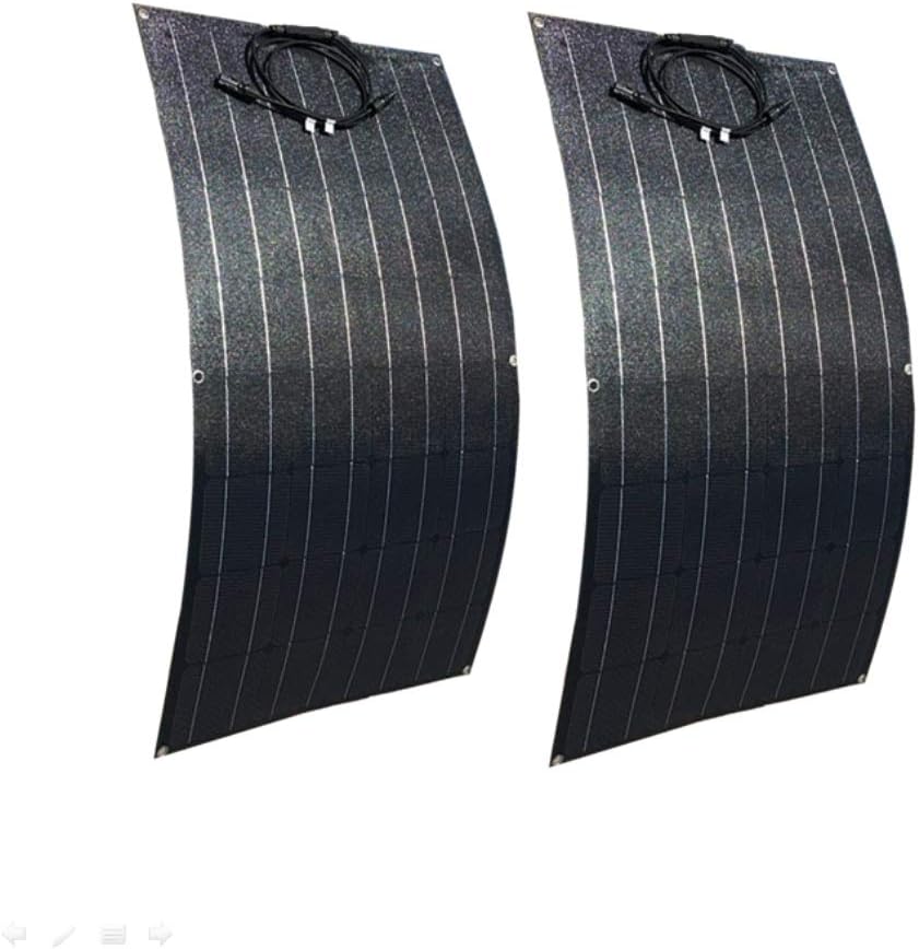 AUECOOR 200W Flexible Solar Panel (2pcs 100w Solar Panels), ETFE Surface Not PET Surface(Most of Others) Semi Bendable Water-Resistant Solar Charger for RV, Boat, Off Grid System
