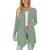 Uvog Women's Draped Front Open Cardigan Casual Long Sleeve Lightweight Cardigans Sweaters Duster