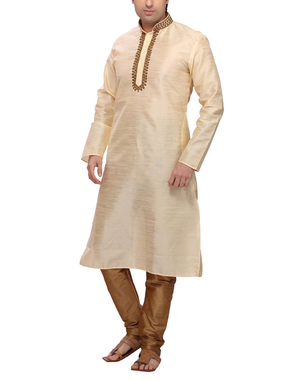 rg designers d4076lightgoldkurta self design kurta