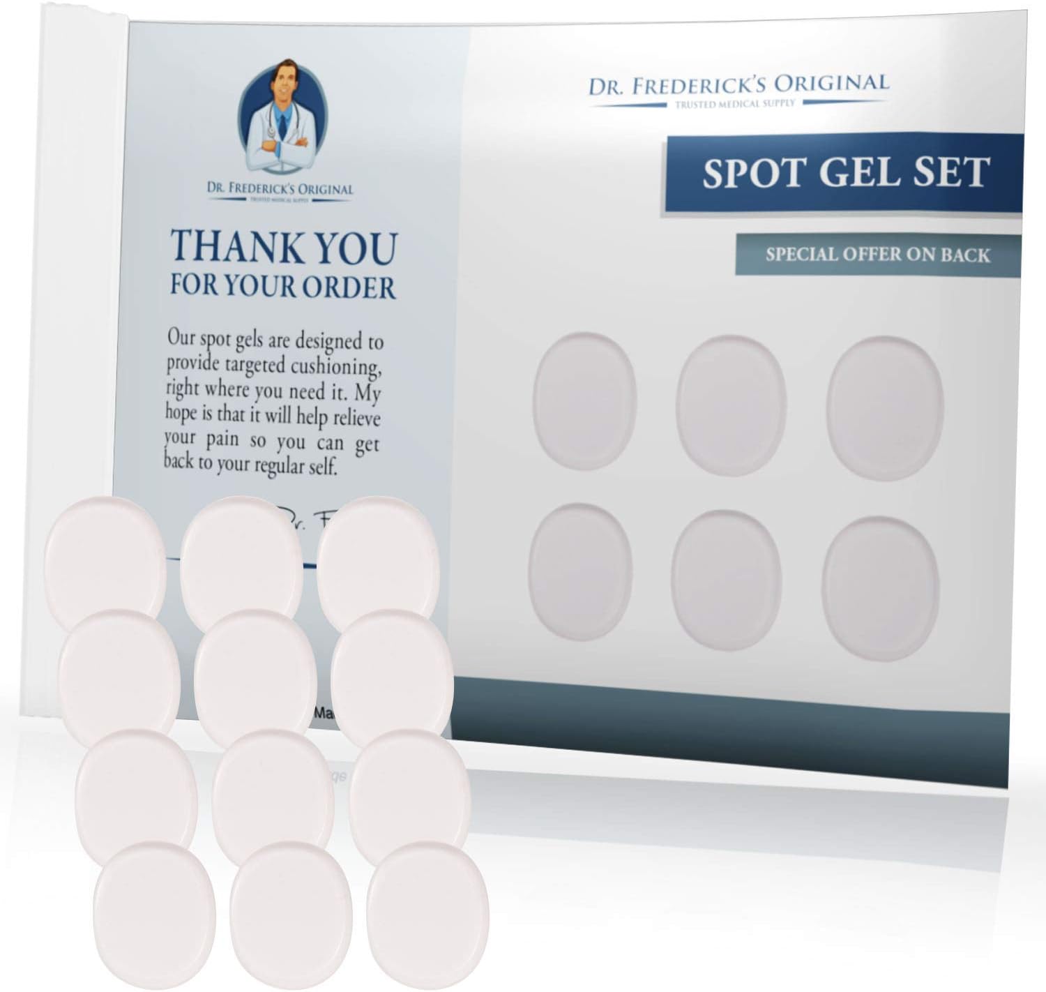 Dr. Frederick's Original Spot Gel Blister Pads - 12 Pieces - Relieve Pain from Calluses, Bunions, Corns, Ill-Fitting Shoes - Adhesive Gel Pads to Protect Your Feet: Health & Personal Care