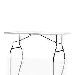 COSCO Fold-in-Half Banquet Table w/Handle, 6ft, White