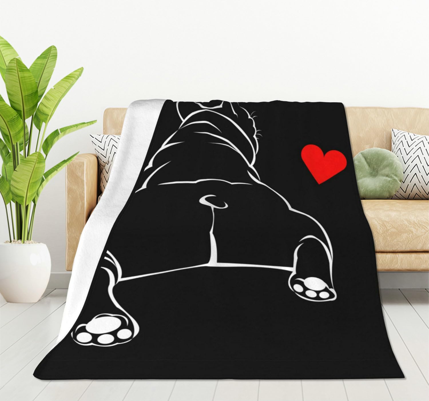 HGOD DESIGNS Bulldog Blanket for Men and Women, Soft Warm Bulldog Throw Blanket and Fleece Flannel Blanket for Couch Bed Living Room Decor 130x150cm