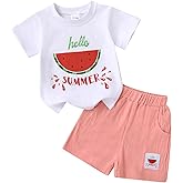 YOUNGER TREE Toddler Baby Girl Clothes Watermelon Summer Outfits Kids Sleeve T-Shirt Tops Shorts Sets