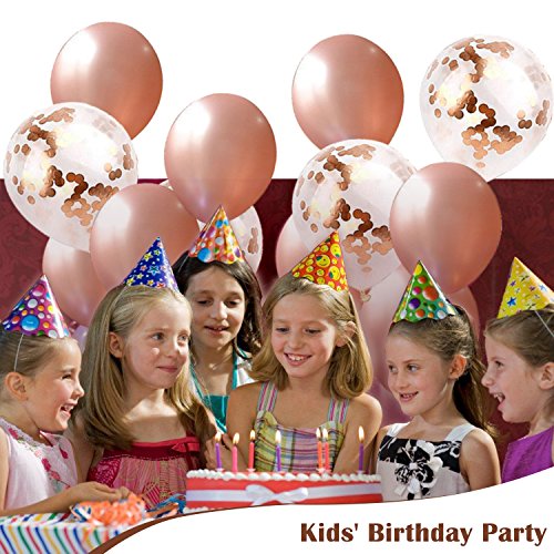 TIRIO Rose Gold Confetti Balloons 36Pcs, 12 Inch Premium Quality Rose Gold Latex Party Balloons Great for Weddings, Birthdays, Bridal Shower Decorations, Engagement, Graduation Party.