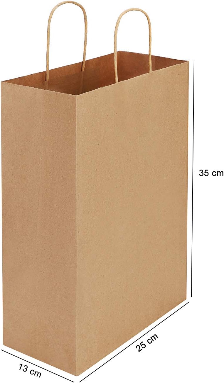 10Pcs Large Kraft Brown Paper Bags with Handle Paper Carrier Bags Paper Gift Bags Recycled Paper Packaging Bags for Grocery Baking Shopping Merchandise Boutique Retail Bags Food Takeaway Bags