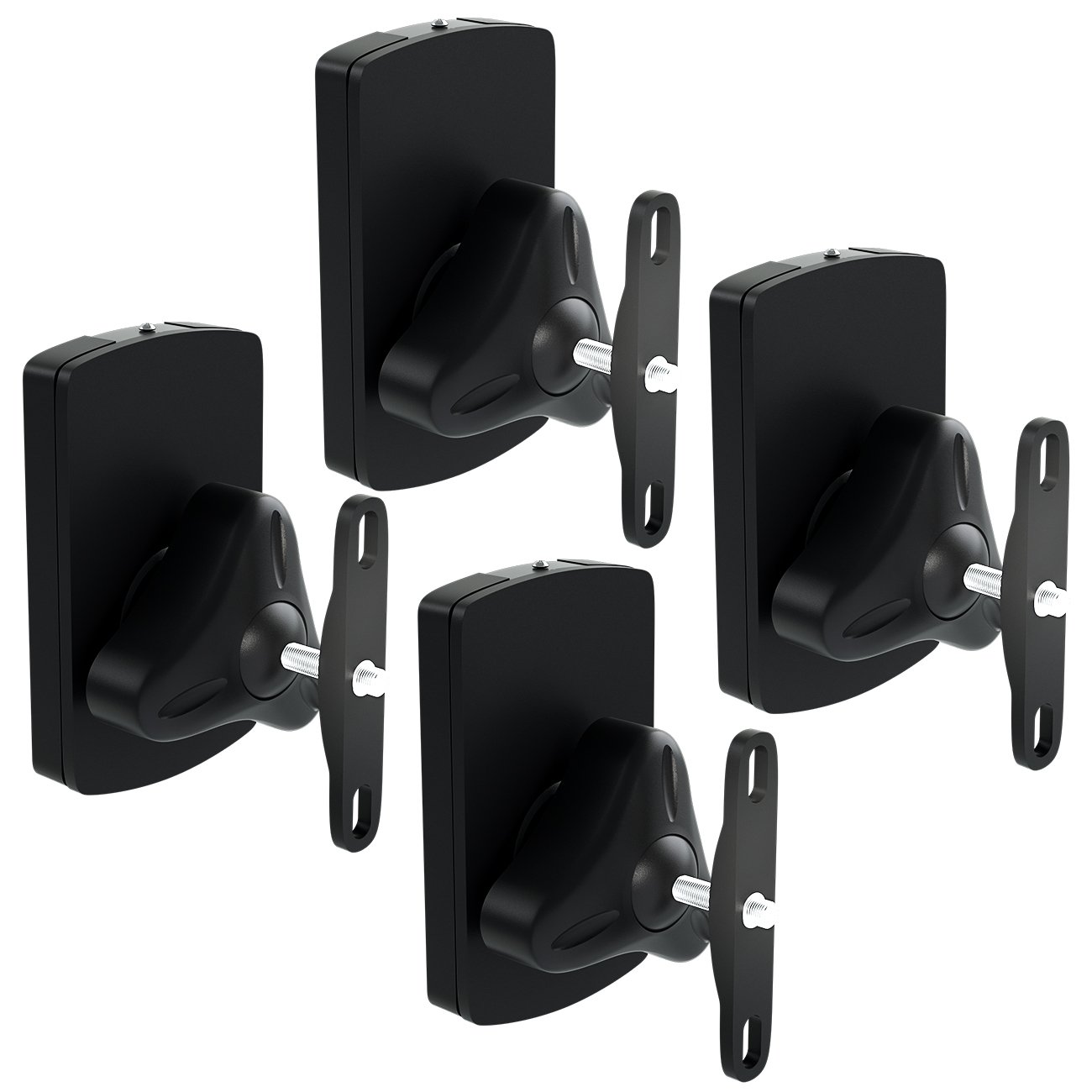 deleyCON 4x Universal Speaker Wall Mounts Loudspeaker Wall Mountings Tilt + Swivel up to 10 Kg Load Weight Ceiling Mounting + Wall Fitting - Black