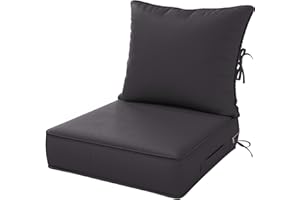 Snubbull Outdoor Patio Chair Cushions Set 24 L X 24 W X 5 H Waterproof & Fade Resistant Deep Seat and Back Cushions with Removable Covers Outdoor Seat Cushion Set for Chairs and Sofas