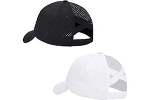 New Upgraded Women Criss Cross Hat High Ponytail Baseball Caps Adjustable High Messy Bun Ponycap Trucker Hats